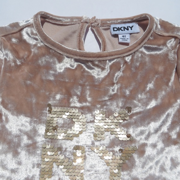 DKNY Girls 4T Dress Sequence Beige barely used - Picture 3 of 8